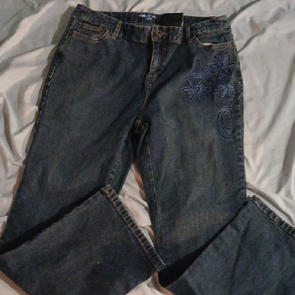 Women's Blue Embroidered Jeans